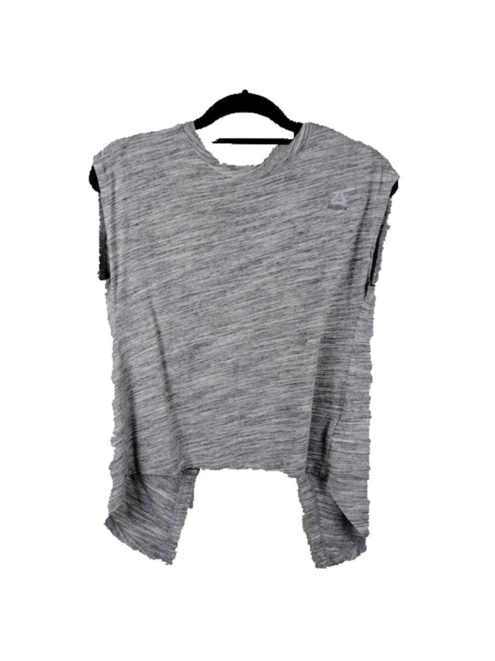 Redbox Gray Marble Round Neckline High Low Hem Cut Out Back Muscle Tee Shirt